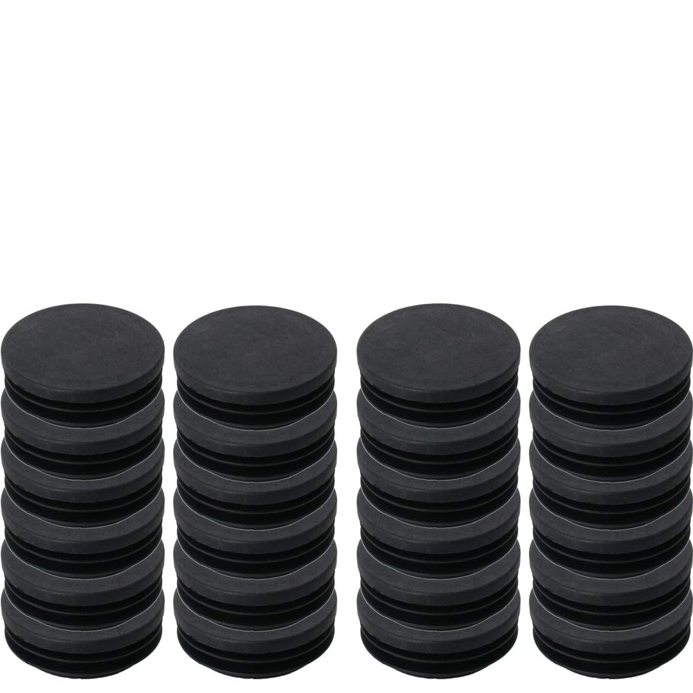 MroMax 63mm Dia Plastic Tubing Plug Round Post End Caps for Handrail Stair Newel Guardrail Tube Black 24Pcs