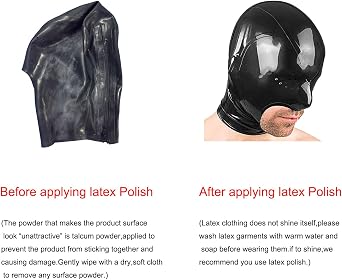 Latex Hood Microporous Mask for Latex Lovers,Handmade Rubber Mask Open Mouth with Breathing Nostrils