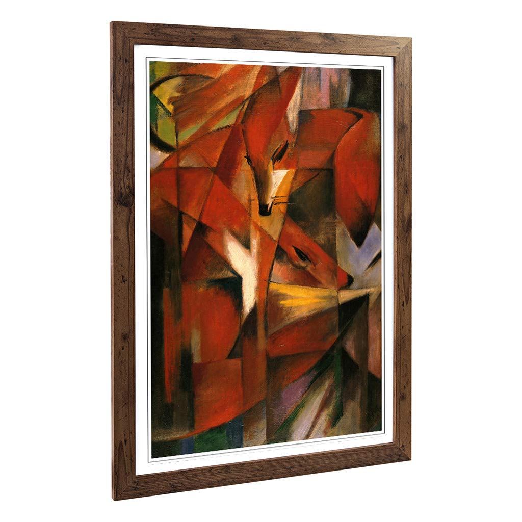 Big Box Art Framed Print of Franz Marc The Foxes Design | Wall Art Picture | Home Decor for Kitchen, Living, Dining Room, Lounge, Bedroom, Hallway, Office, Walnut, A2 / 24.5x18 Inch / 62x45cm