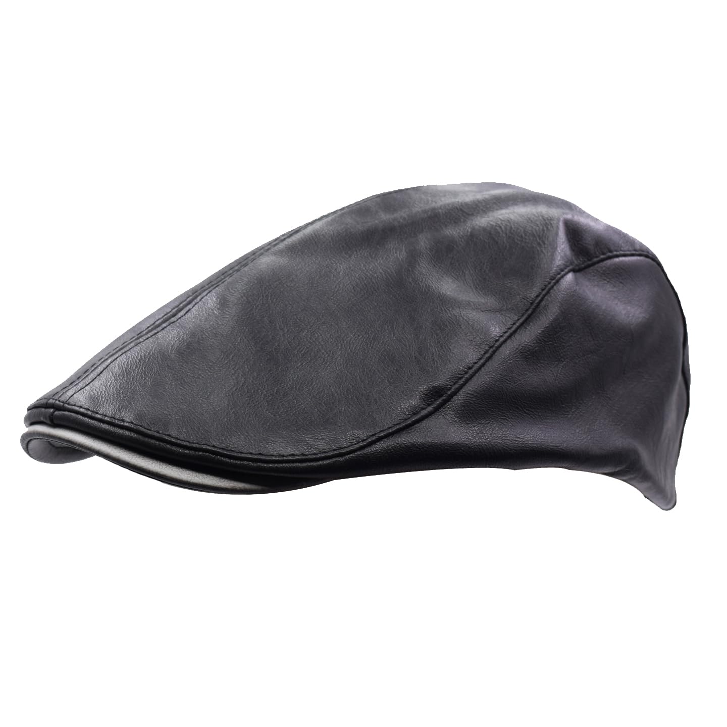 Yosang Leather Newsboy Hats for Men Irish Cabbie Ivy Gatsby Flat Driving Hat Black