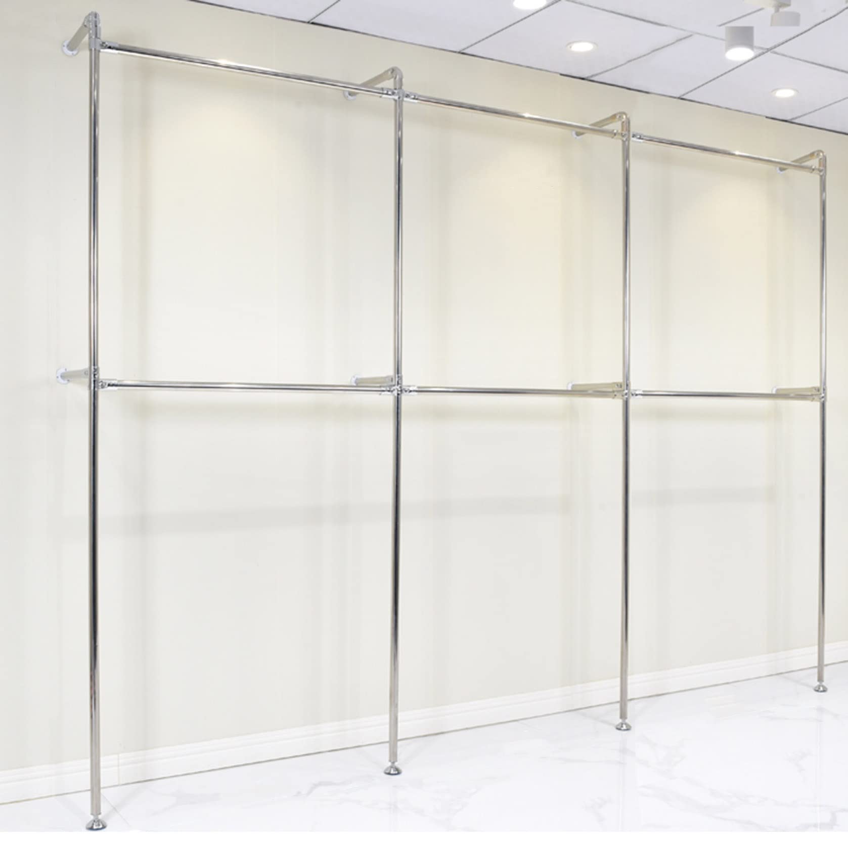 YNBSHGAA Wall Mounted Clothing Rack with Storage Shelf for Commercial Garment Display in Bedrooms, Malls, and Shops,B-360x30x240cm