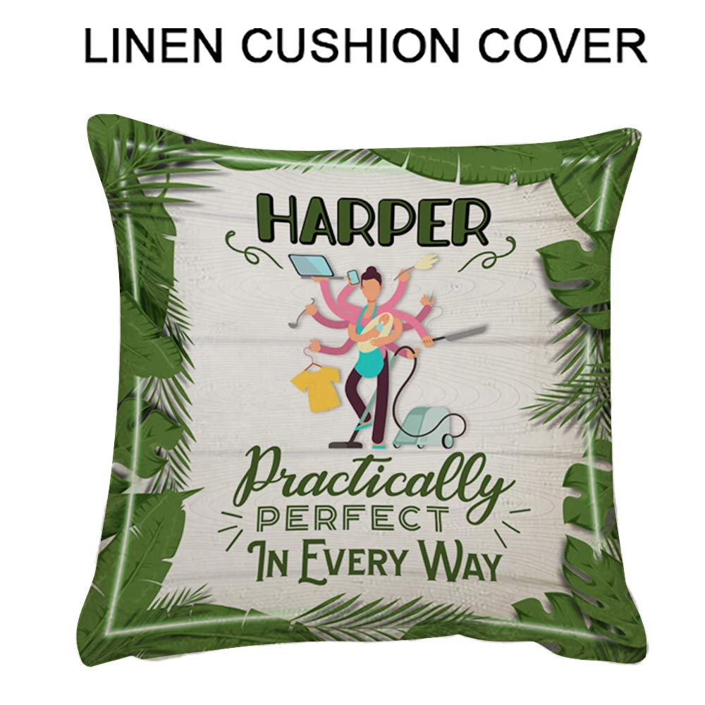Getagift Personalised Mothers Day themed Practically Perfect In Every Way Inspired Throw Pillow Cover Cushion Cover with Insert. (Linen Cover)