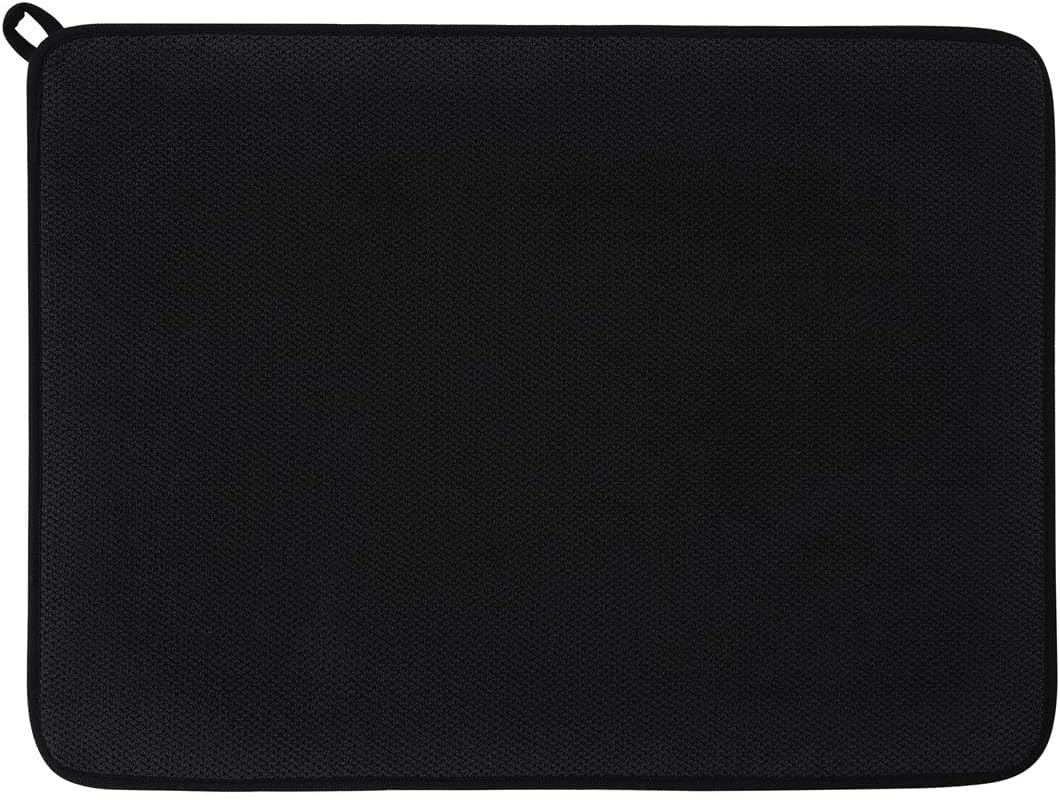 Dish Drying Mat, Microfiber Ultra-Absorbent Kitchen Counter Mat, Ideal Dish Drying Pad for Dishes, Utensils, Pots, and Pans, Black, Small 40x30cm