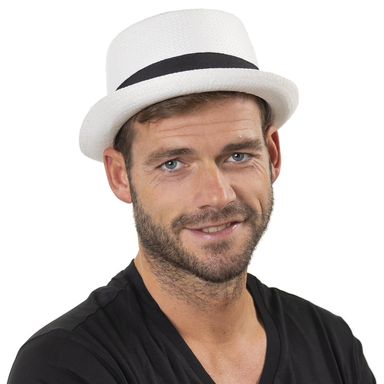 Lipodo Chapeau en Paille Acapulco White Femme/Homme - Made in Italy D'Ete de Soleil avec Ruban Gros Grain Printemps-ete Ete