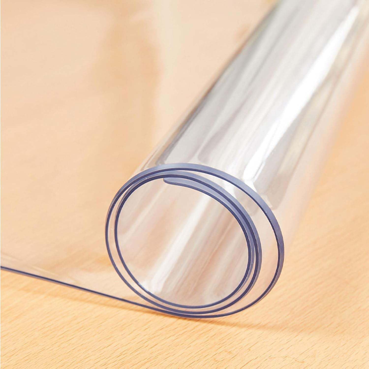 Ffsaacol Rectangle Clear Table Protector, Thick Transparent Plastic Desk Cover, Waterproof, Stain Resistant Table Cover, Tablecloth Protector for Dining Room 1mm, 40x110cm/16x43in