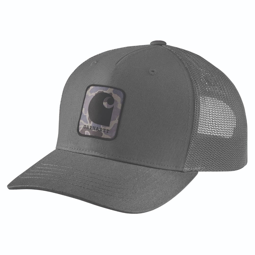 Carhartt Męska wytrzymała czapka z naszywką z siateczki z diagonalu, Żwir, rozmiar uniwersalny