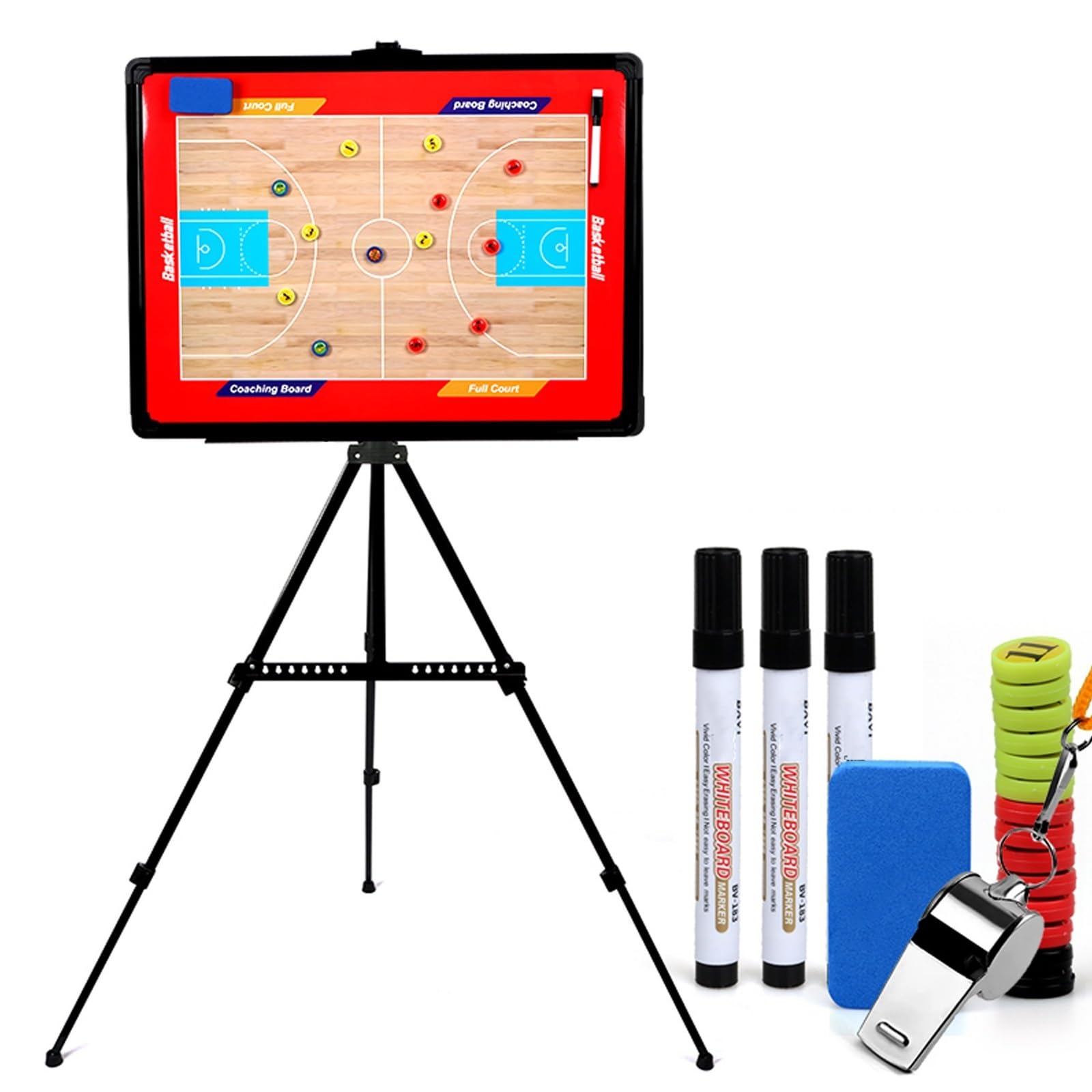 Magnettafel mit Folienstift für Modernes Coaching, Coaches Basketball Taktiktafel, mit Stativ und Tragetasche, Robustes Material, Leicht zu Transportieren, Ideal für das Training