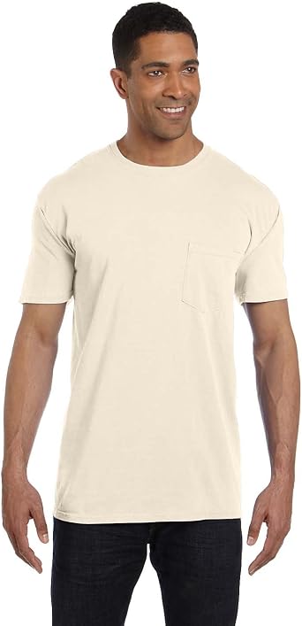 Comfort Colors Mens Adult Short Sleeve Pocket Tee, Style 6030, Natural Ivory, X-Large