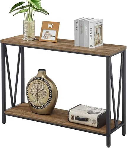 Miniatura 17 de FOLUBAN Mesa consola para entrada, moderna mesa de sofá detrás del sofá, mesa de entrada estrecha para pasillo, sala de estar (industrial, gris