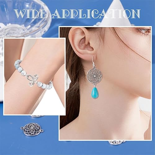 Miniatura 6 de SUNNYCLUE 1 caja de 72 dijes de 12 estilos de conectores de flores conectores de eslabones redondos planos estilo tibetano conectores de hojas para