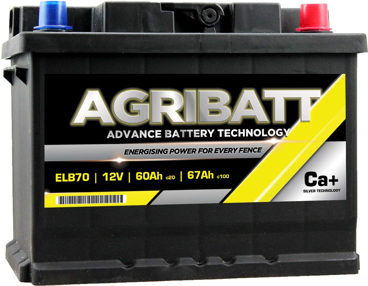 AgriBattELB70 Heavy Duty Electric Fence Battery 12V 67Ah c100