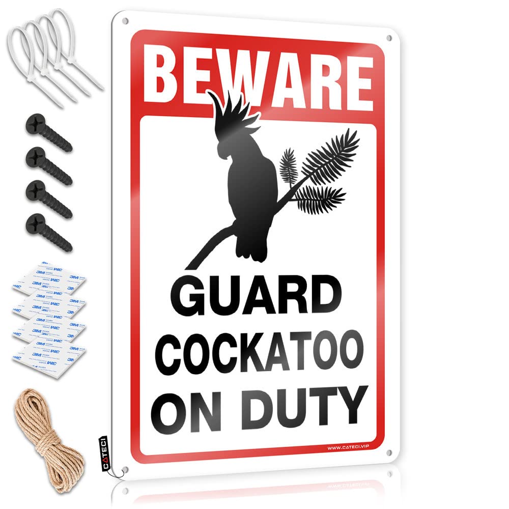 Tin Metal Sign Wall Wall Decor | Beware! Guard Cockatoo On Duty Western For Man Cave Bar Home(30X40CM)