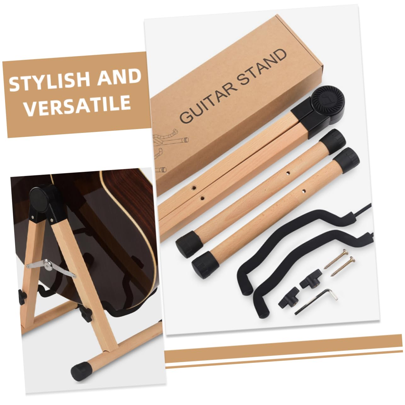 Didiseaon Supporto per Chitarra in Legno Supporto per Esposizione e Riposto Adatto Chitarre Acustiche Classiche ed Elettriche Stabile e Resistente per Musicisti in Movimento