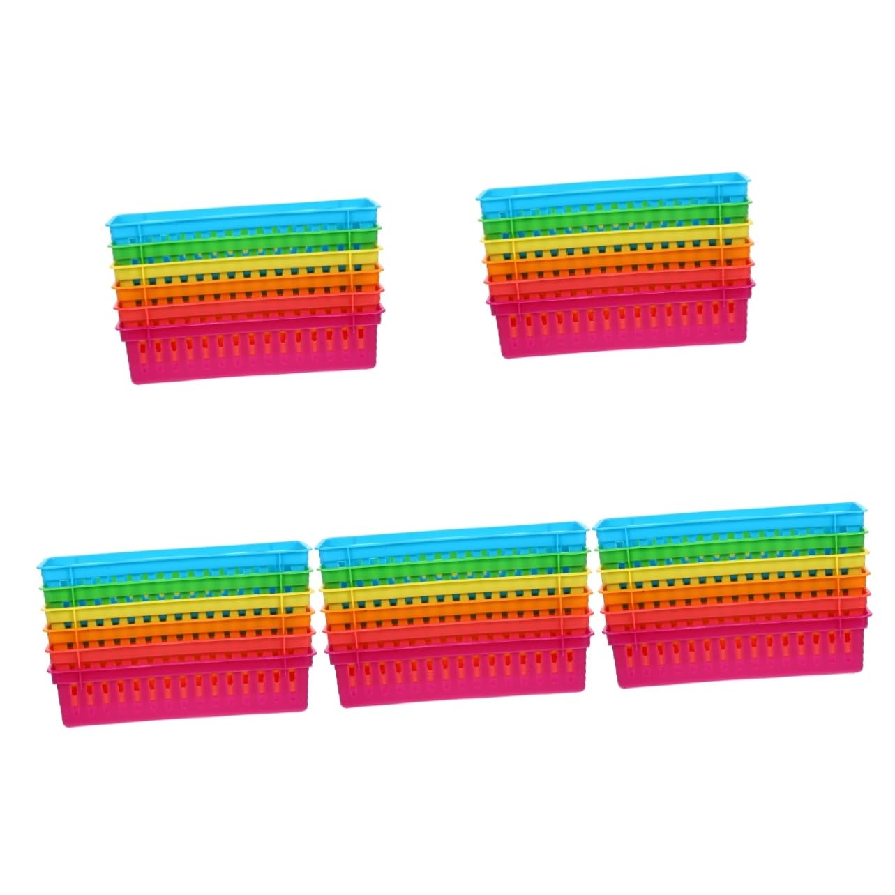 SHINEOFI 30piezas Cesta De Almacenamiento Para Lápices Coloridos Organizador De Escritorio De Plástico Para Papelería De Unidades Para Aula y Rosa Azul