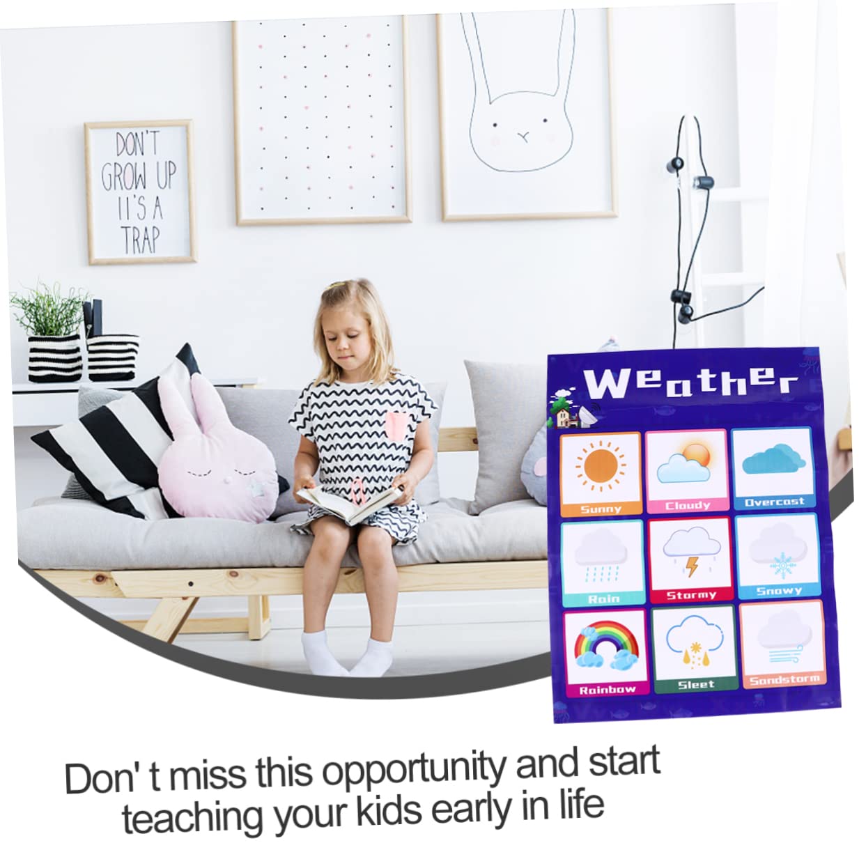 HOMSFOU Tableau Éducatif pour Tout-petits en Pp Colle Arrière, Affiches Suspendues en Anglais, Apprentissage Ludique, Léger et Petit, pour Garçon et Couleur Aléatoire Style Aléatoire
