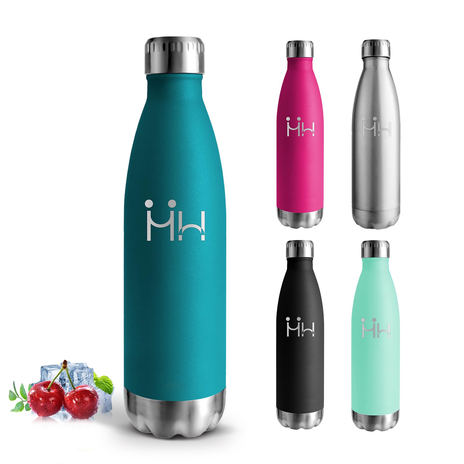 Mujigaga 500 ml Children's Water Bottle, Stainless Steel Water Bottles, BPA-Free, Thermal Bottles, Leak-Free, Vacuum Insulated, Water Bottles for Schools, Camping, Office, Pilates