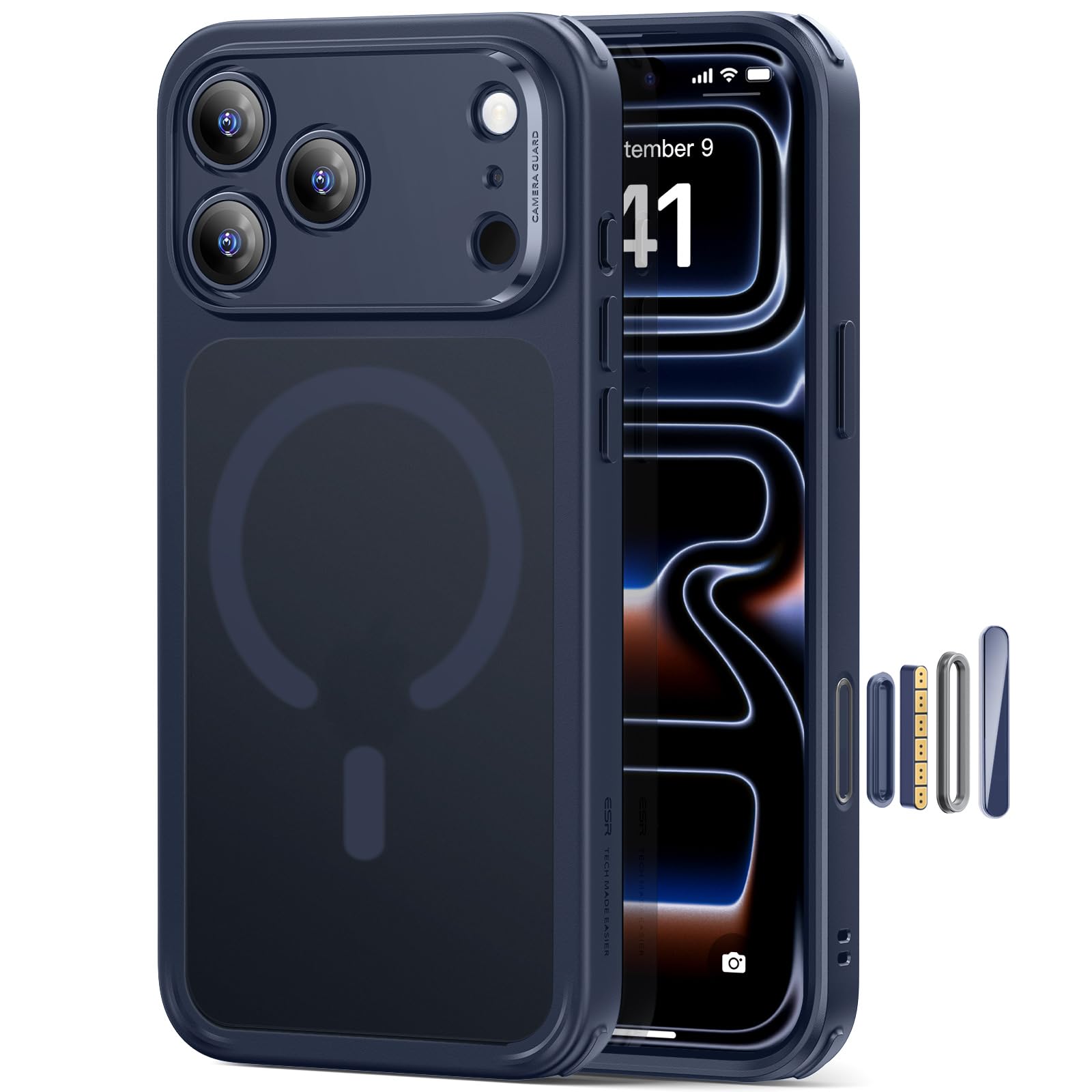 Photo 1 of ESR for iPhone 17 Pro Max Case, Camera Control, Compatible with MagSafe, Shockproof Military-Grade Protection, Magnetic Phone Case for iPhone 17 Pro Max, Classic Hybrid Case, Frosted Blue