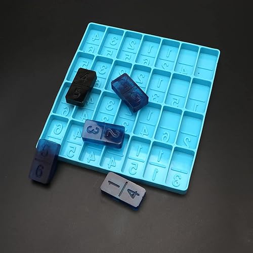 Miniatura 4 de Cicitop Moldes de resina epoxi de silicona para joyas de dominó digitales, juguetes de juego de dominó, molde de resina epoxi, molde de silicona