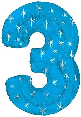 433203 Número 3-Azul Sparkle, 38"