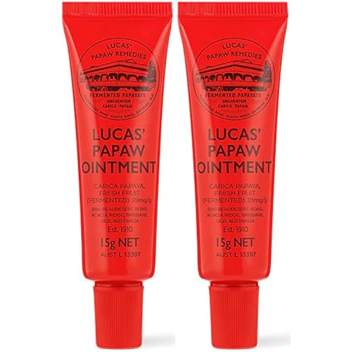 Lucas Papaw Ointment – 15g Tube with Lip Applicator – 2–Pack – Multi-Purpose Skin Relief – Made in Australia
