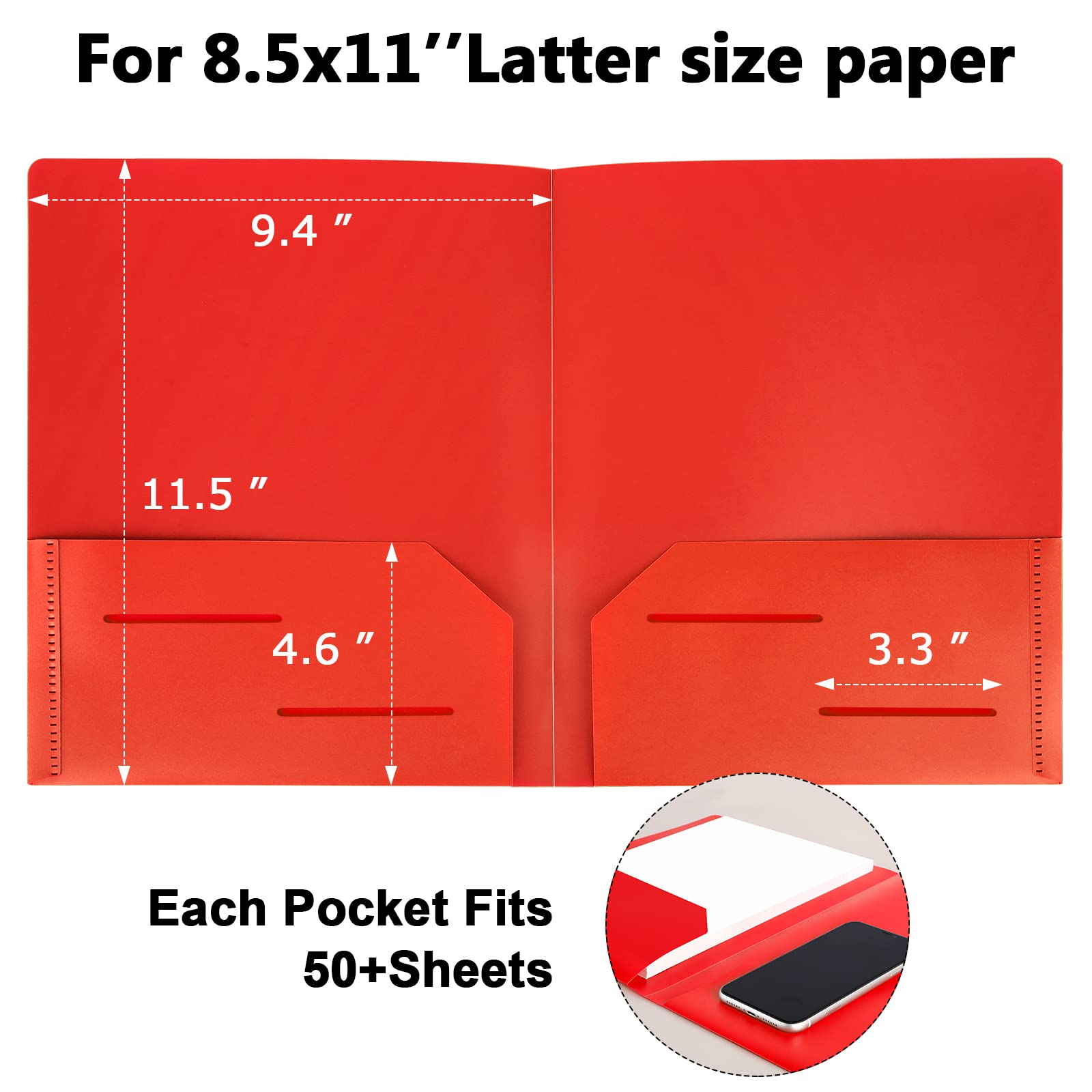 HABGP 12-Pack Plastic Document Folders - 2 Pocket Letter Size With Business Card Holder, Assorted Colors - View #10