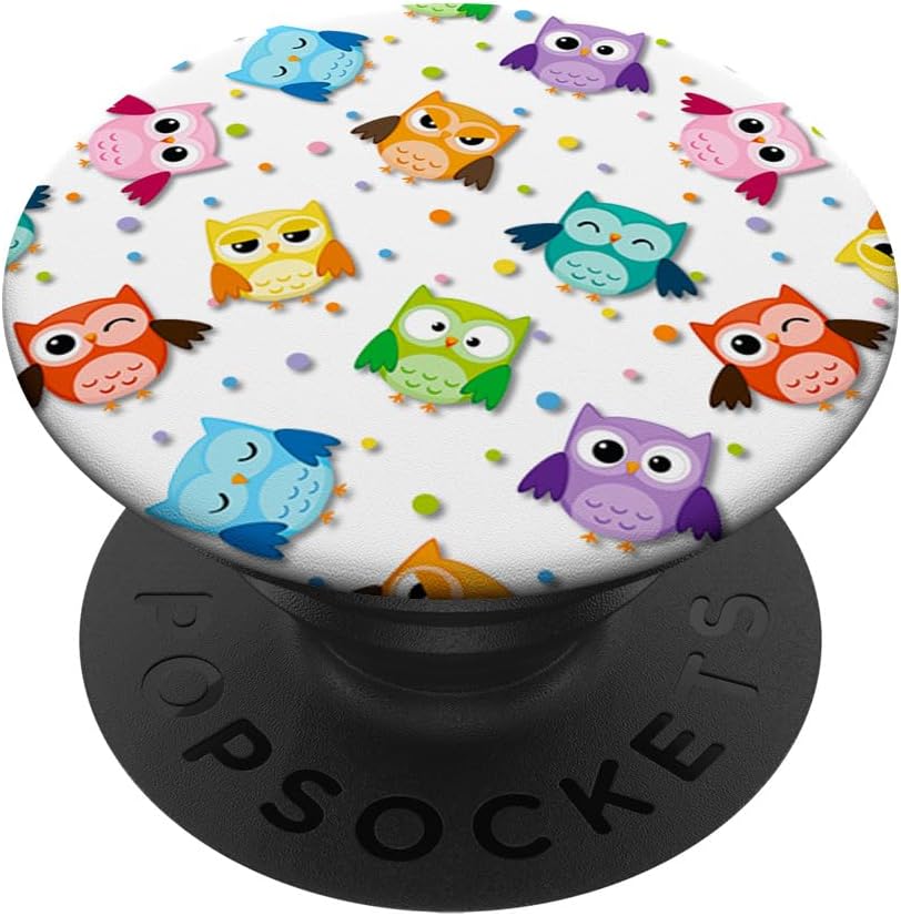Owl Bird Horned Owl Nocturnal Spotted Owl White PopSockets MagSafe PopGrip for iPhone