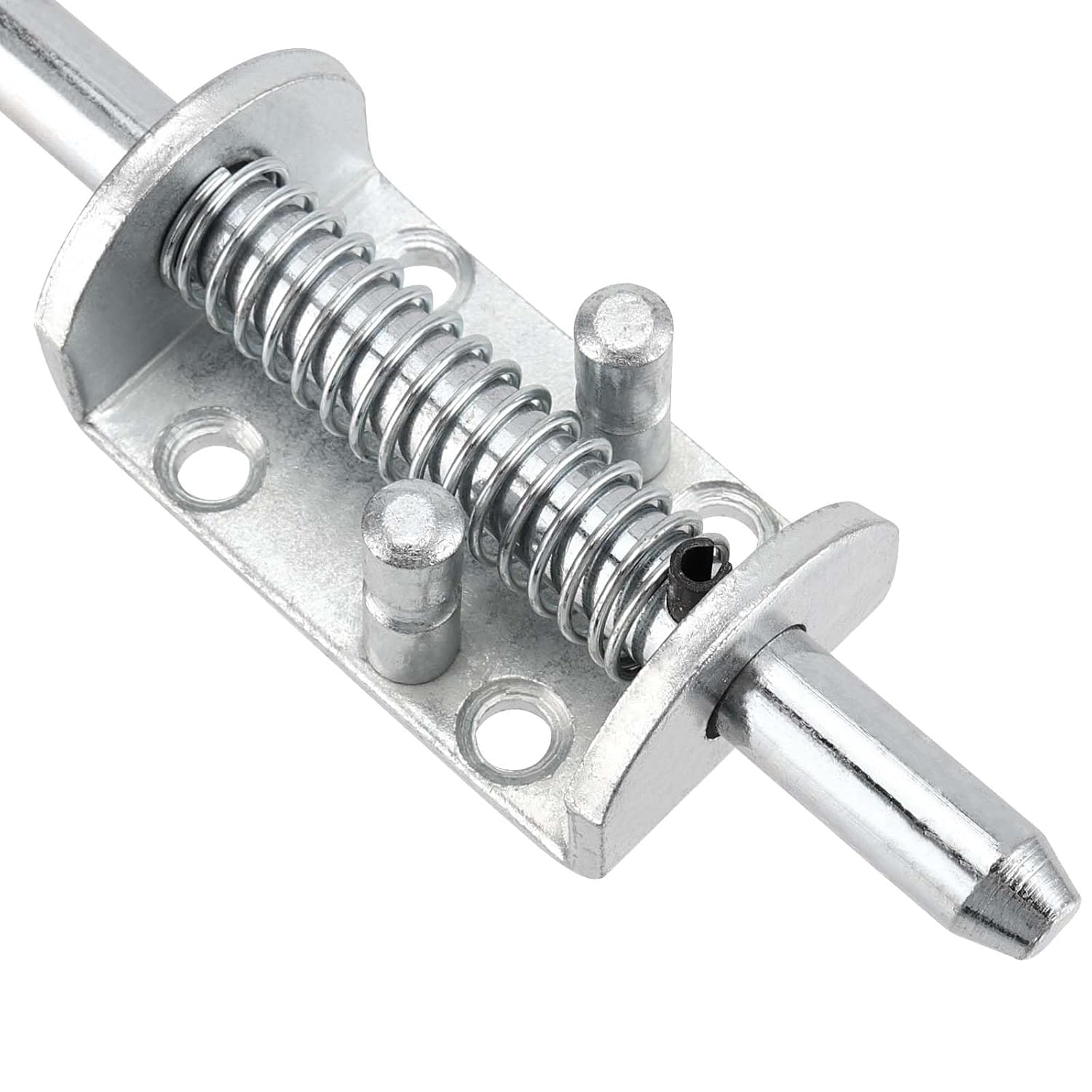 SEUNMUK 4 Pack 6.5 Inch Sliver Spring Loaded Latch Pin, Sliding Barrel Bolt Door Lock with 12mm Thick Bar, 5mm Thickened Heavy Duty Interior and Outdoor Latch for Cabinets, Chests