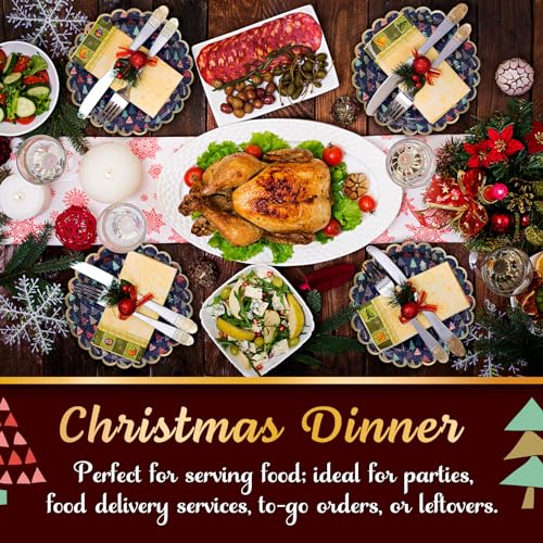 Image of Confettiville Christmas Paper Plates, 50-Count Disposable Christmas Dinner Plates, Scalloped Gold, Party Supplies