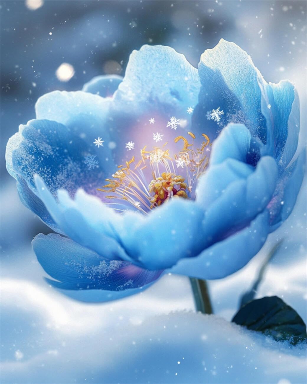 Rkflgew H Flowers 14Ct Cross-Stitc Kits Fantasy Blue Peony Diy Cross Stitc Patterns Kits Crafts Needlework Embroidery Set For Ome Decor 40X50cm