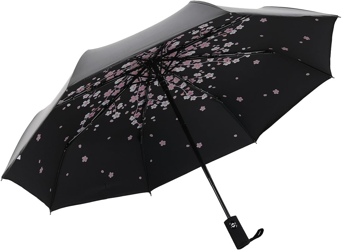 RENZER Creative Travel Blossom Automatic Foldable Women's Umbrella Black