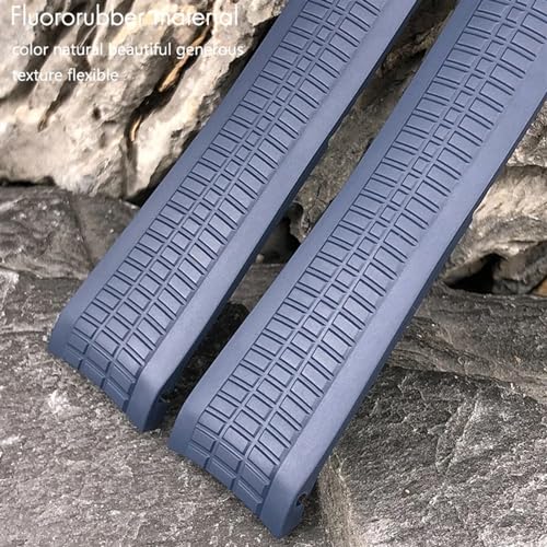 Bracelet 22mm silicone fluoré à extrémité incurvée avec broches métal - 3