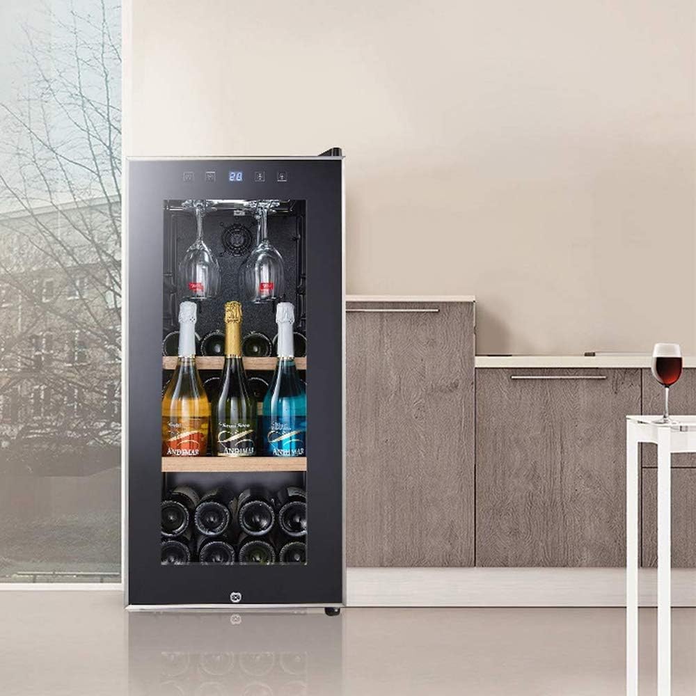 Silent Thermoelectric Wine Cooler Refrigerator, Chiller, Stand-Alone Upright Bottle Storage Wine Cooler, Touch Temperature Control Glass Door