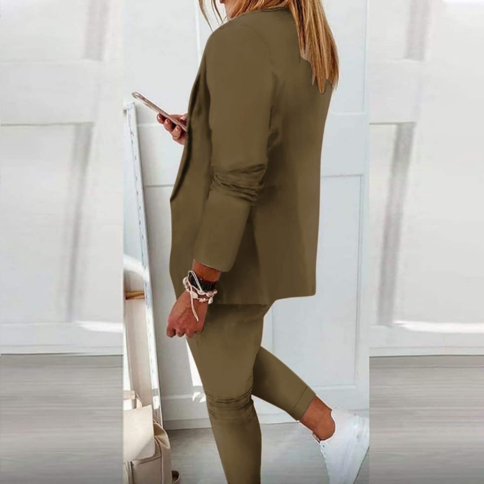 Completo da Donna con Risvolto in Due Pezzi Completo da Giacca da Lavoro a Maniche Lunghe da Ufficio Completo da Giacca Pantalone Slim Fit Casacca