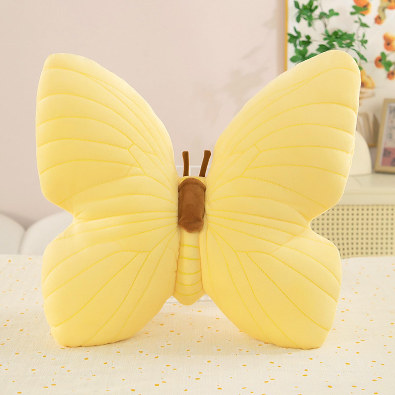 PEACH CAT Butterfly Pillow Decorative Butterfly Shaped Throw Pillows 15.7" x 15.7" Cute Plush Cushion Decor for Bedroom Living Room Sofa Couch Yellow