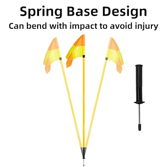 Desyeryamimi Soccer Corner Flags Set of 4 for Soccer Field, Adjustable Spring Loaded Soccer Flags Agility Training Poles Soccer Sticks, Speed and Agility Training Equipment with Storage Bag-5FT