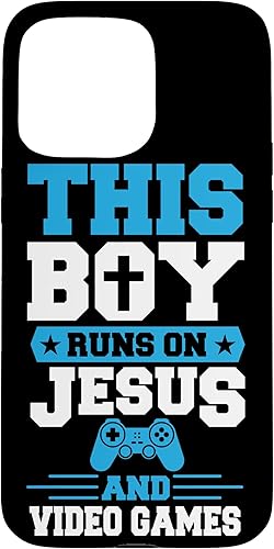 Vista 31 de This Boy Runs On Jesus And Video Games Christian Gamer Case for iPhone 16