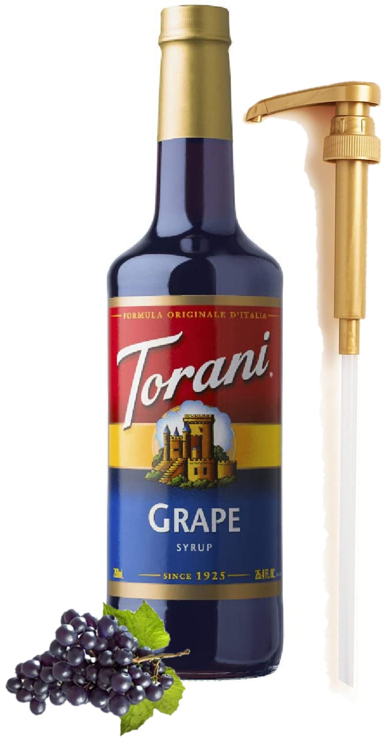 Grape Flavor Syrup 25.4 Ounces Coffee Flavoring for Drinks with Fresh Finest Coffee Syrup Pump