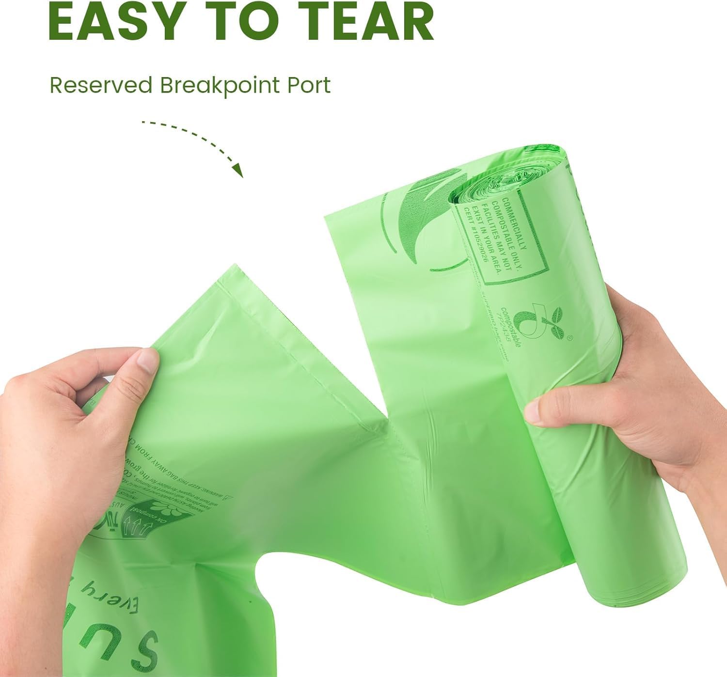 SUPERBIO 55 Gallon Compostable Yard Waste Bags, Lawn & Leaf Bags, Heavy Duty Extra Thick 1.57 Mil, 10 Count, 208.1 Liter, BPI and OK compost INDUSTRIAL
