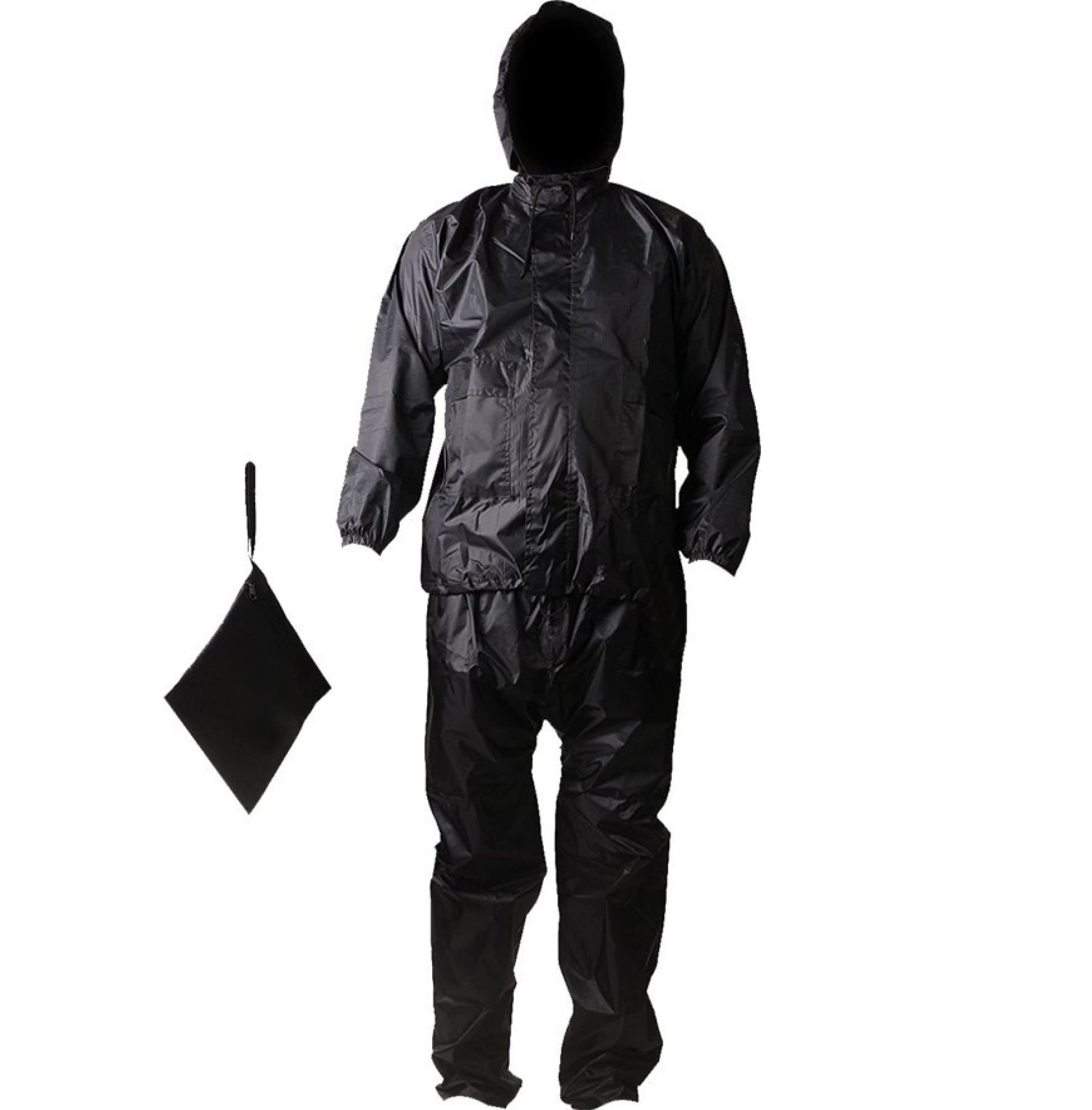 Neekshaa Men's Rider Solid Rainsuit Raincoat Pant style with Jacket (Black & Blue)-image-15