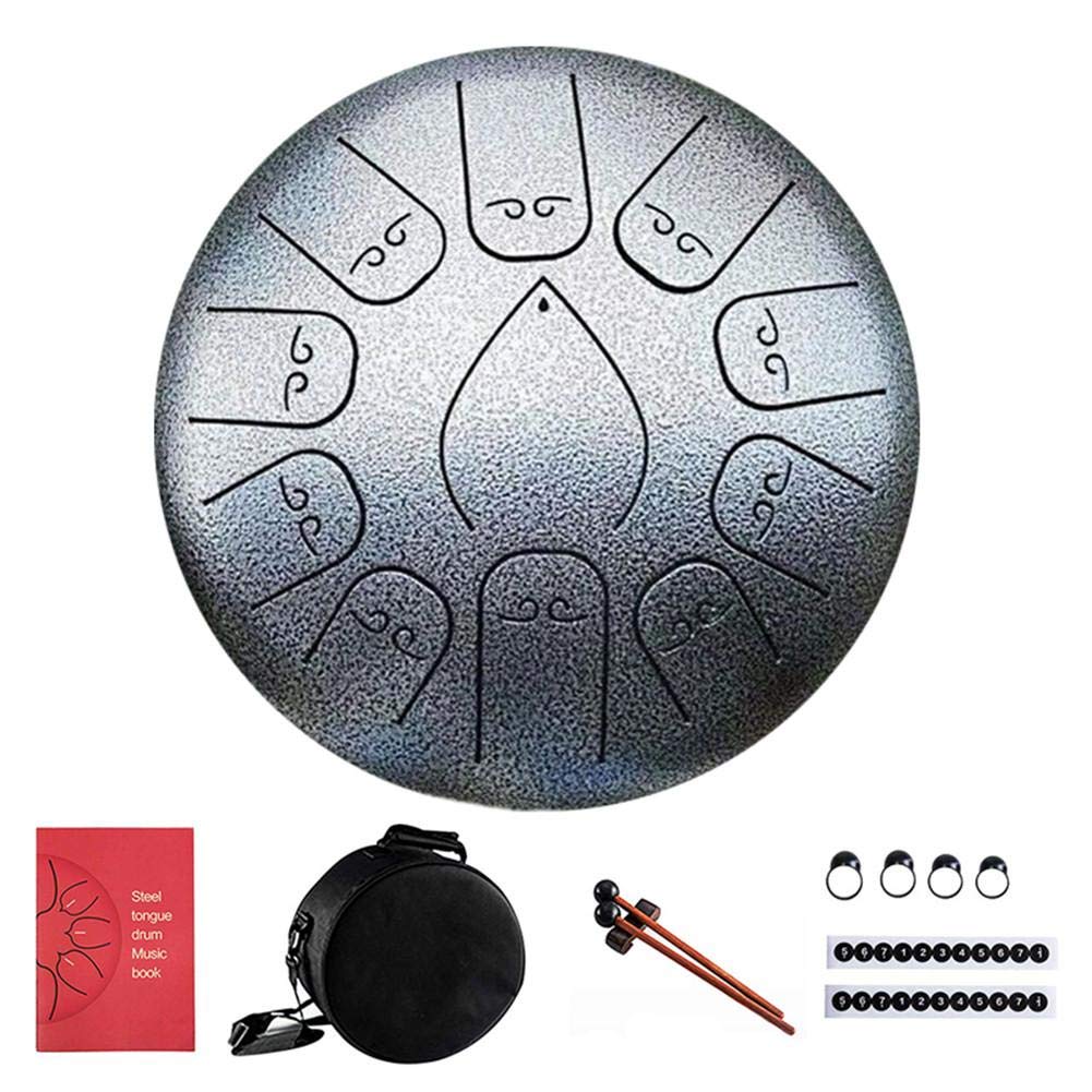Dedeka 12 Inches Steel Tongue Drum,11-Tone Steel Tongue Drum Percussion Instrument Hand Pan Drum with Carry Bag and Mallets,Finger Sleeves,1 Set of Musical Scale Stickers