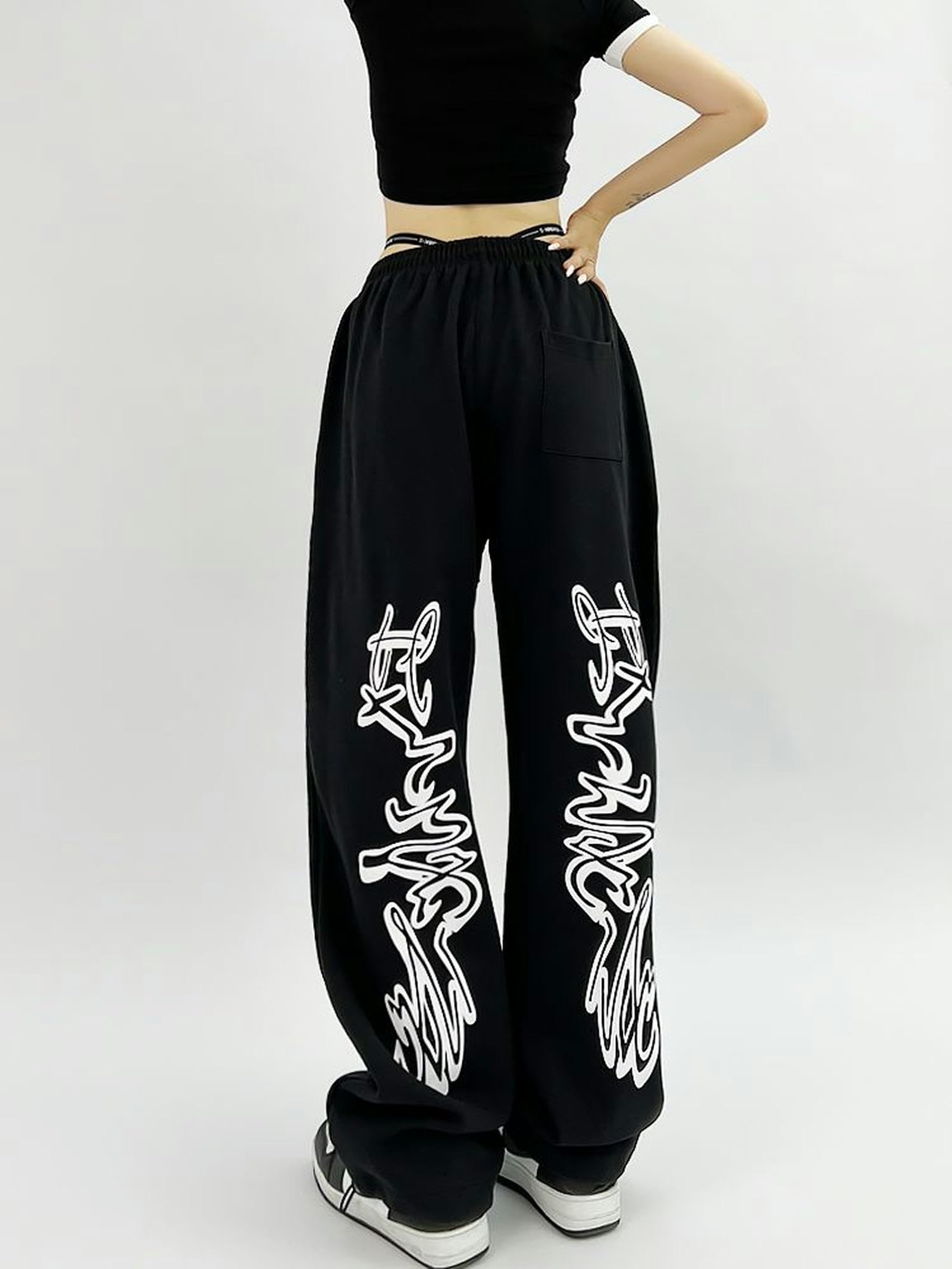 CHOUBAGUAI Hip Hop Gothic Black Jogging Sweatpants Oversize Y2K
