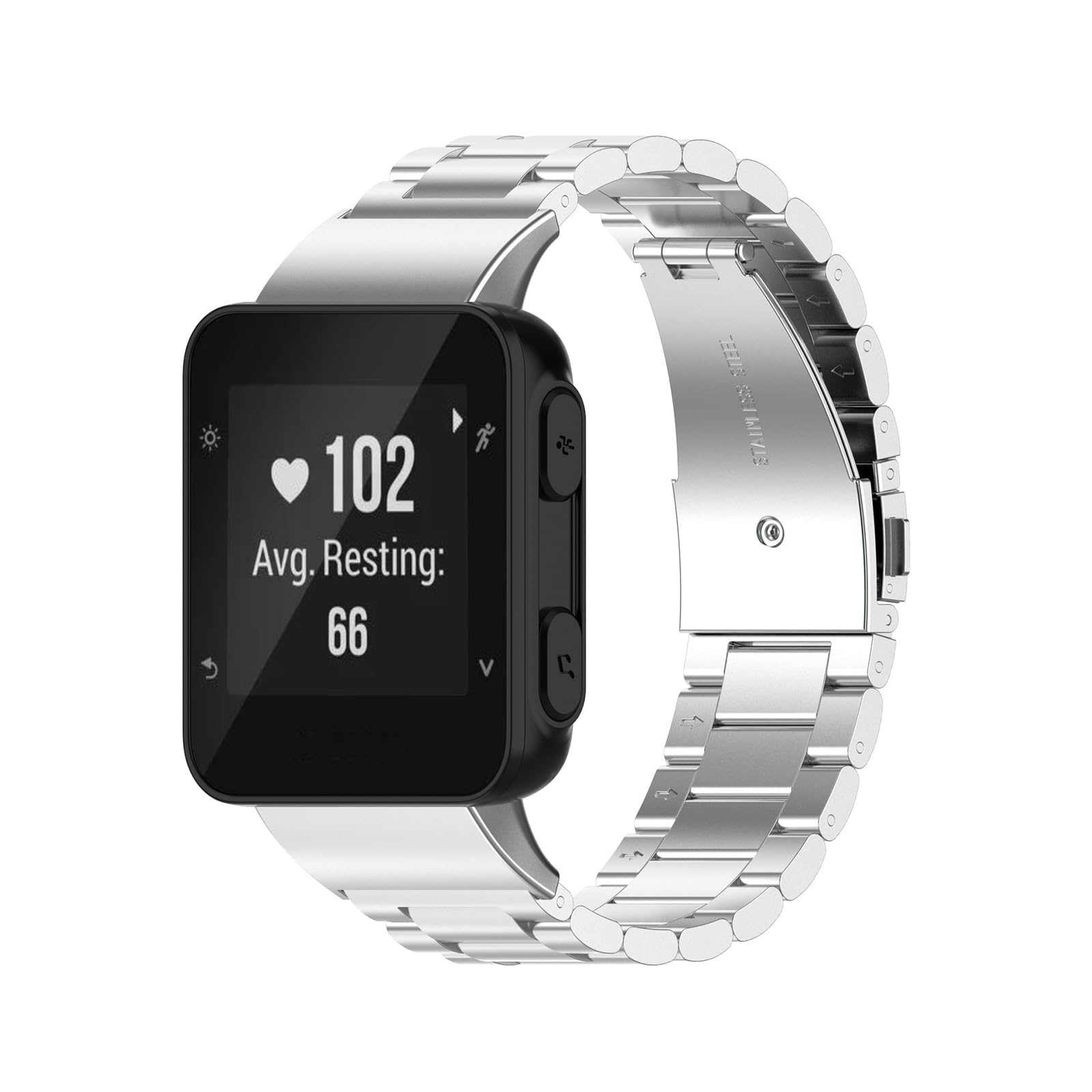 Straps Compatible with Garmin Forerunner 35/30 Strap, Metal Stainless Steel Wristband Replacement Business Band for Garmin Forerunner 35/30 (Silver)