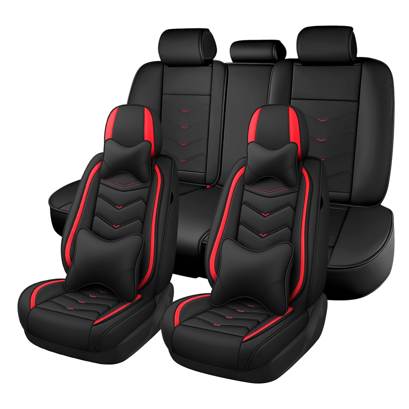Car Seat Cover for MINI Cooper S Clubman 2008-2012, Seat Covers Full Set,Non-Slip Waterproof seat Cover,Wear-Resistant Nappa Leather car seat Covers. (Luxury 5 Seats/Black Red)