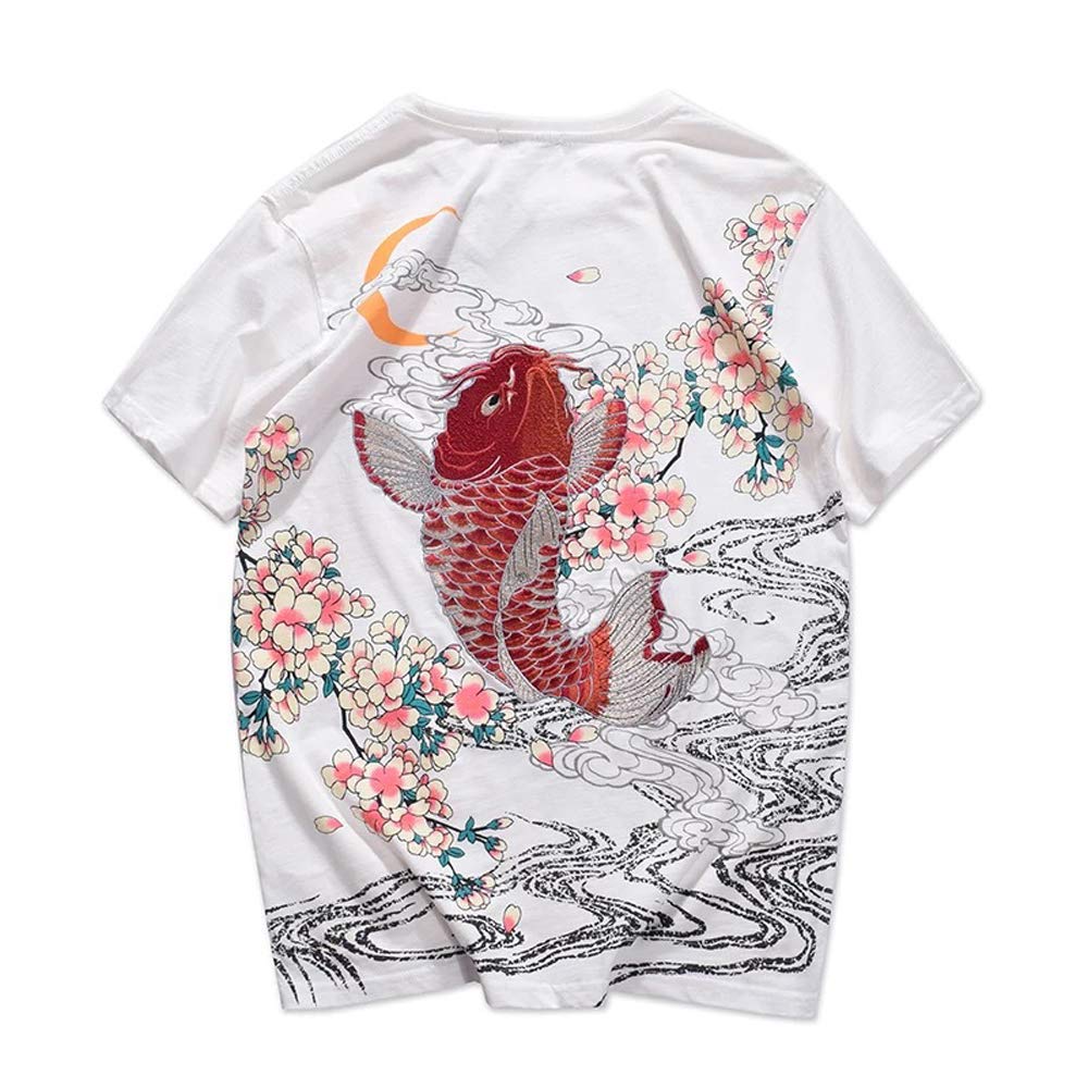 BaronHong Męski bawełniany T-shirt z nadrukiem z krótkim rękawem