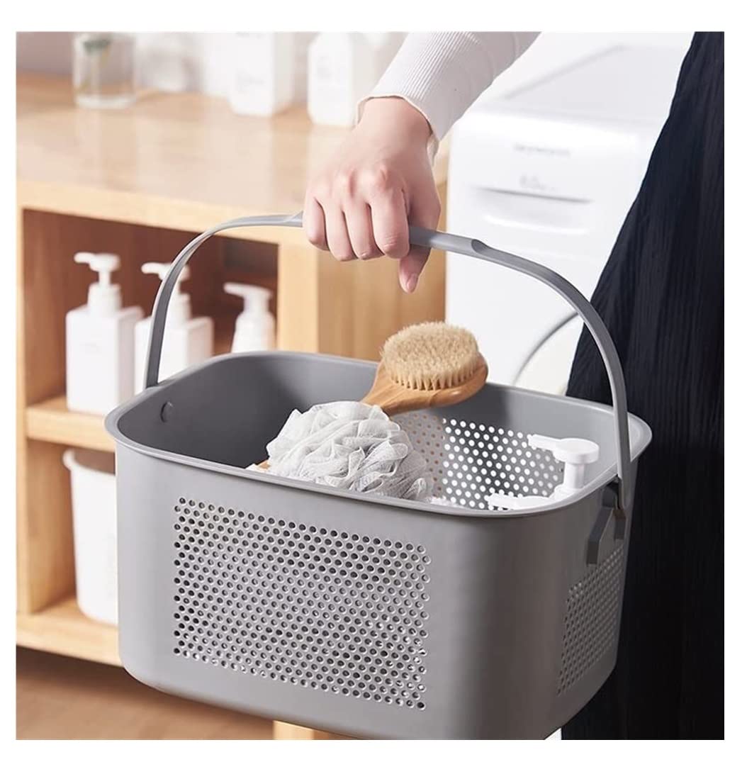 Cesto Bucato Cesto Portabiancheria da Bagno in Plastica con Ritaglio di Accessori per Bagno(B)