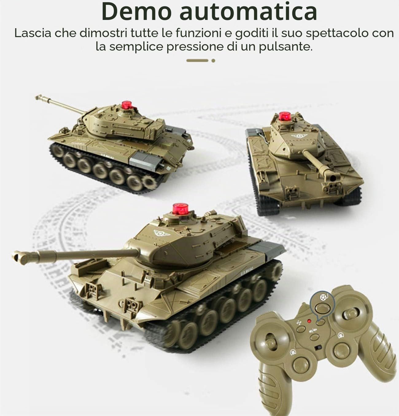 Carro armato RC Veicoli militari Camion RC Auto 2.4Ghz Radiocomandato Carro armato militare Giocattolo 270° Suoni realistici rotanti Ottimo regalo per bambini Ragazzi (verde)