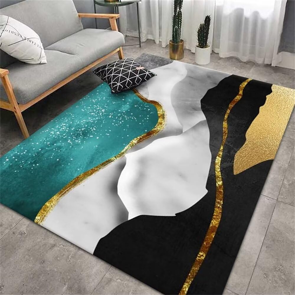 Tapis doux lavable vert 50x80cm à motif abstrait floral pour chambre
