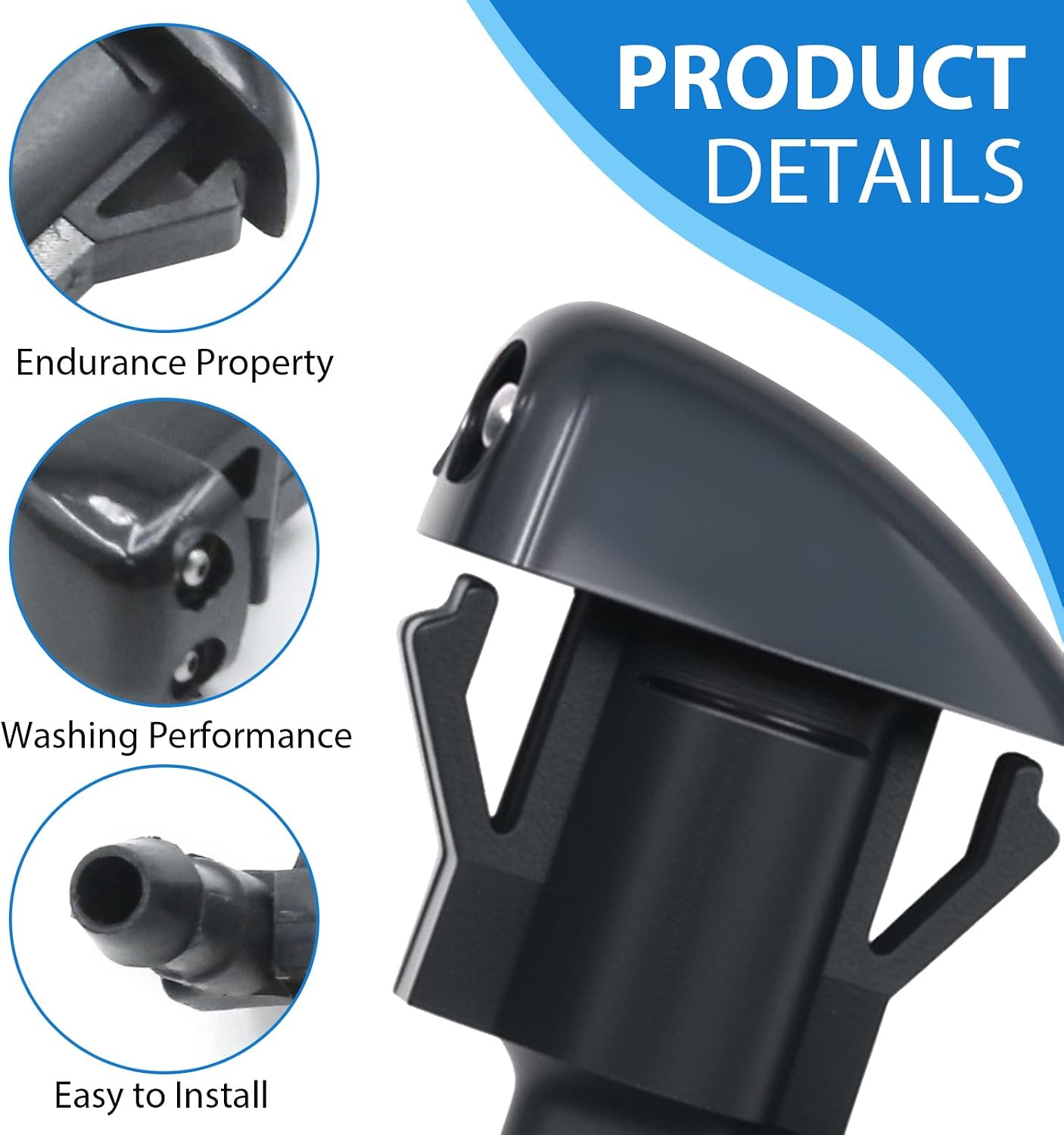 4Pcs 25823360 Windshield Washer Nozzle Front Windshield Wiper Spray Nozzle Jet Kit, Replacement for GMC Acadia 2007-2011, Replaces 15247800 55372143AB 55156427AB 55079049AA