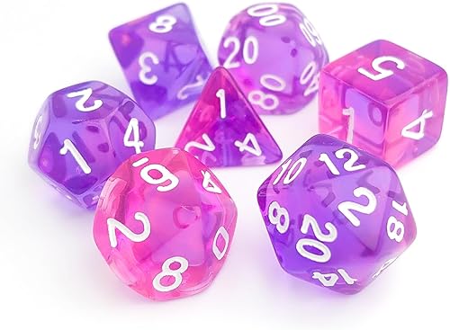 Juego de dados DND morados, dados DND de color pop, juego de dados poliédricos para DND, mazmorras y dragones, juegos de rol, MTG, COC, TTRPGs,
