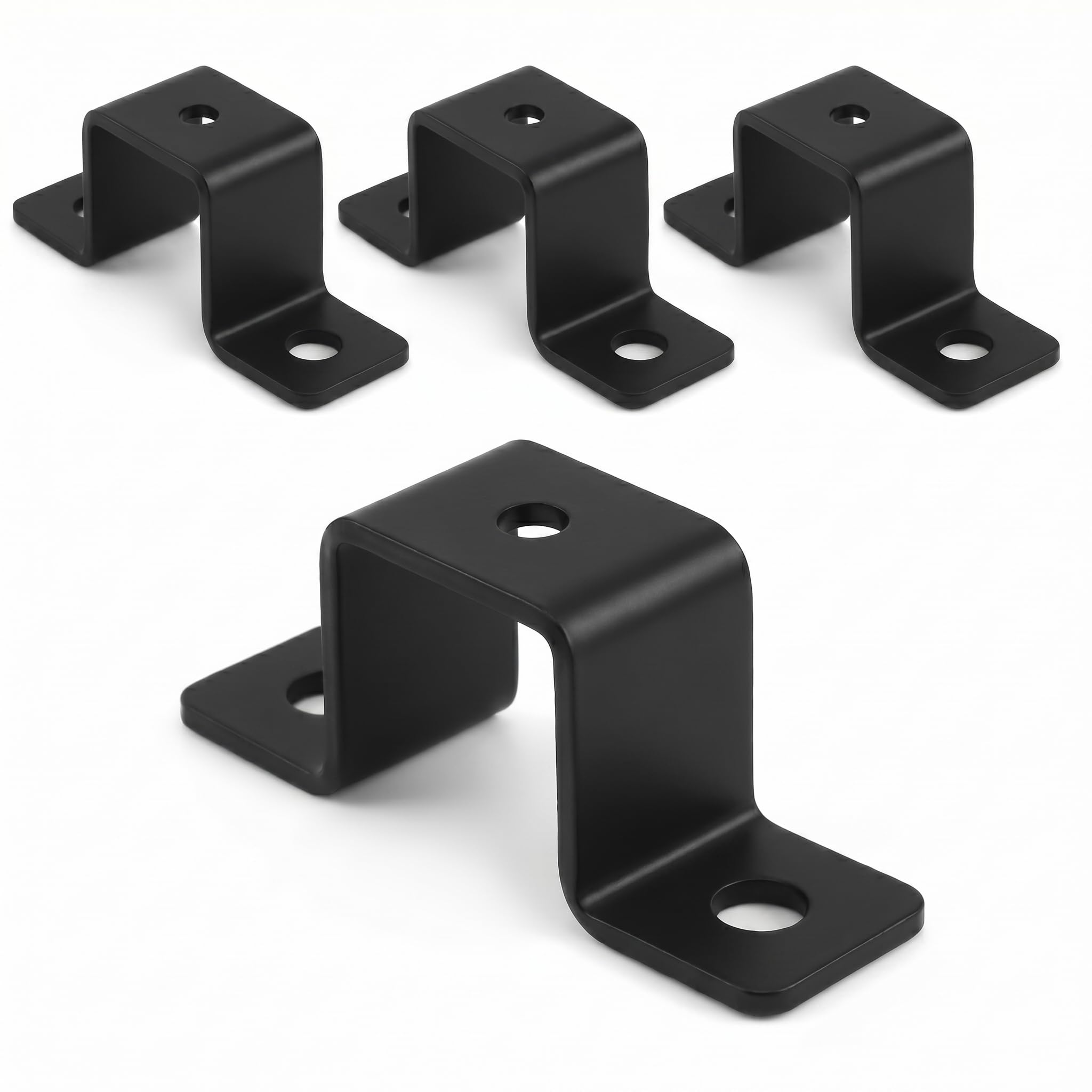 Square Pipe Clamp, U Shaped Connector Bracket, Fence Post Wall Fixing Bracket Pipe Strap Clamp Suitable for Water Pipes, Balcony Railing, Stairs Railing(4pcs 2in)